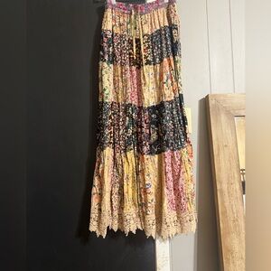 Floral Patchwork boho Maxi Skirt